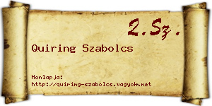 Quiring Szabolcs névjegykártya
